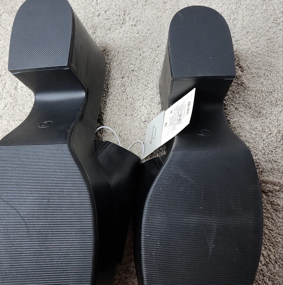 Women's Ricky Platform Heels with Memory Foam Insole - A New Day Black 12